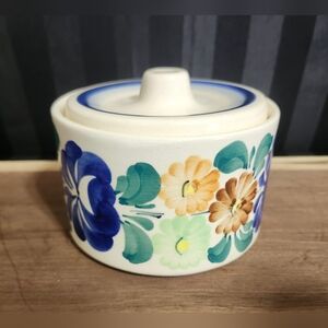 Wloclawek Polish Pottery Hand Painted Sugar Bowl Fanjans Poland 1970’s Vintage